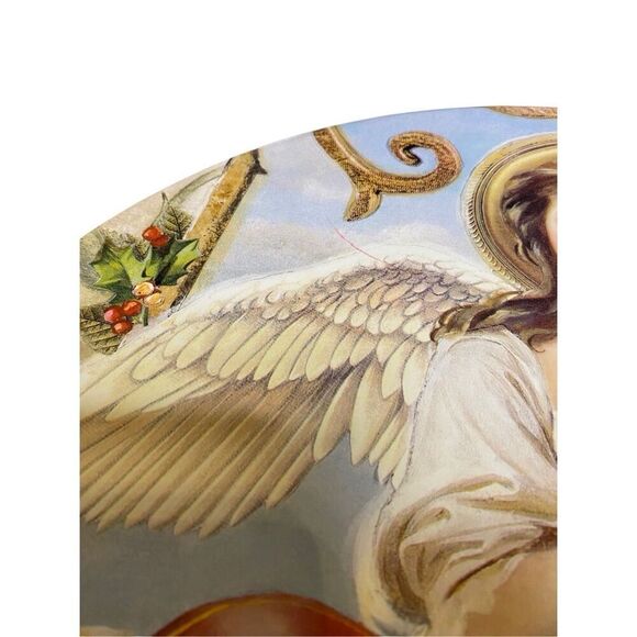 Vintage Christmas Angel Victorian Style Round Gift Hat Box Holiday Decor Xmas - Picture 7 of 10